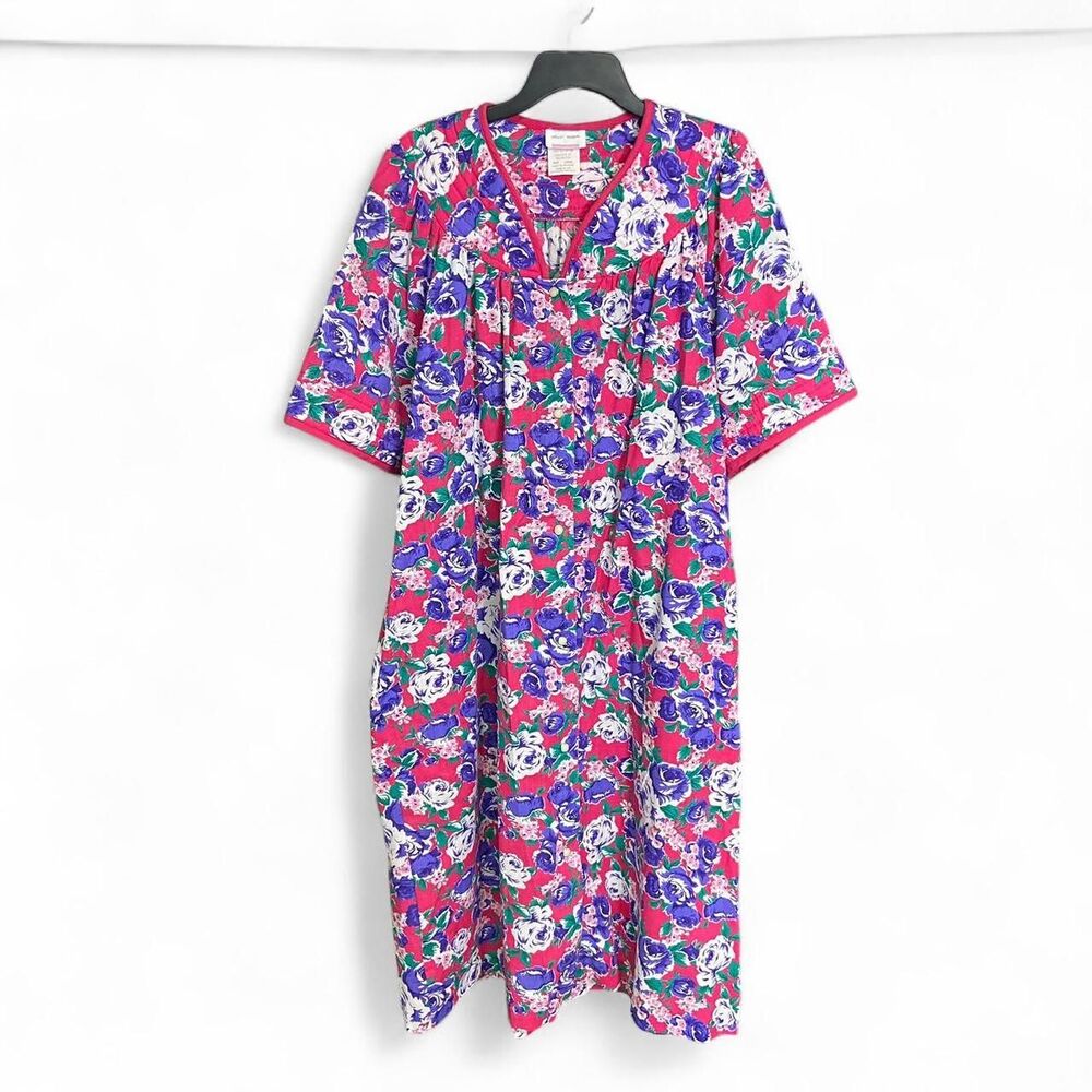Vintage Kelly Reed floral print house dress size L
